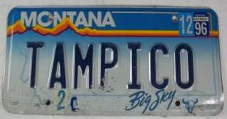 1996 Dec Montana Vanity TAMPICO License Plate MT  
