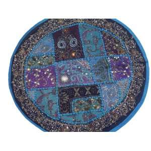  Round Sari Tapestry Cushion Cover Large Ethnic Indian Floor Pillow 