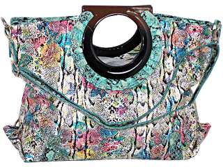 Snake Skin Multi Color Ladies Designer Inspired Handbag Purse Fuchsia 
