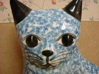 Gustin Blue and White Cat Blue Sponged Ceramic  