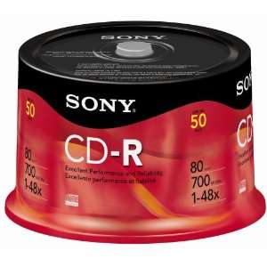 Sony 50CDQ80RS 80 Minute 700 MB 48x CD R (50 Pack Spindle 