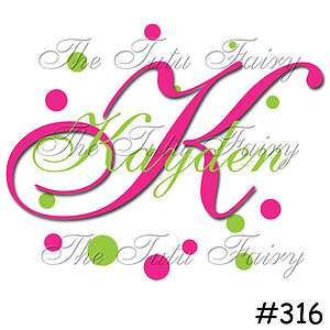 hot pink green monogram initial name portraits baby infant toddler 