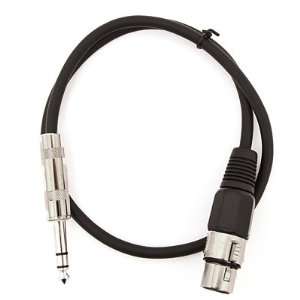   F2   Black 2 XLR Female to 1/4 TRS Patch Cable Musical Instruments