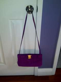 Salvatore FERRAGAMO Purple Bow Clutch Bag  