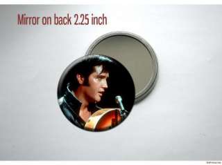 Elvis Presley black leather Pocket /Purse Mirror  