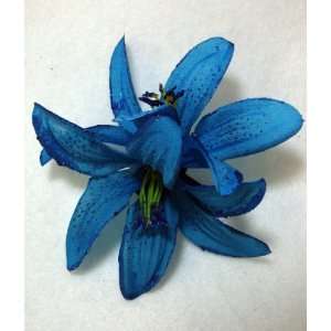 Bright Blue Glitter Lily Hair Flower Clip