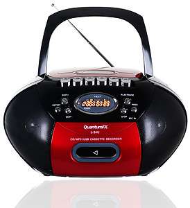 QuantumFX AM/FM Radio Portable Boombox Cassette Recorder CD//AUX 