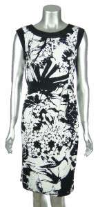 Jones New York Women Black & White Print Jersey Knit Sleeveless Dress 