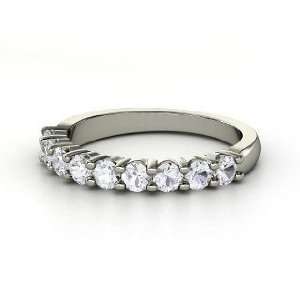  Nine Gem Band Ring, Platinum Ring with White Sapphire 