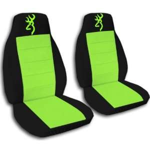  2 Black and lime green Deer, car seat covers, for a 2003 