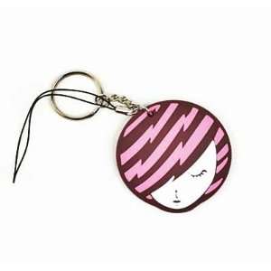   Novelty Abstract Girl Face Keychain, in brown/pink