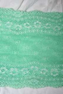 MINT GREEN white galloon stretch lace 5.75 wide BTY  