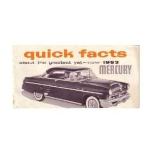  1953 MERCURY Quick Facts Sales Brochure Book Automotive