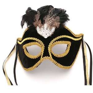  Venetian Velvet Mask with Feathers 