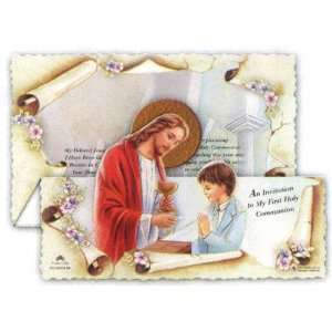  100 Tri Fold First Communion Invitations in English (Made in Italy 
