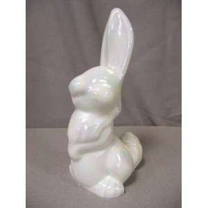  6 Solid Standing Bunny White Milk Carnival Glass
