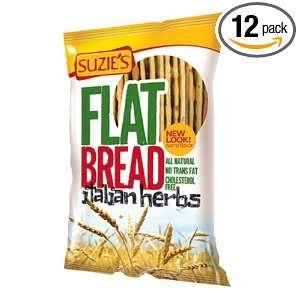 Suzies Flatbread, Italian Herb, 4.5 Ounce Bags (Pack of 12)