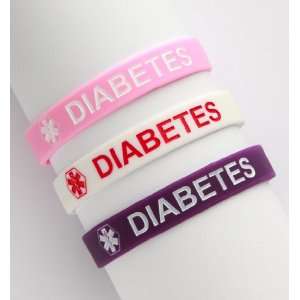 Adult Diabetes Silicone Wristbands   Lot of 3