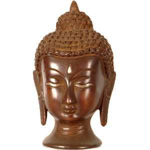  Mathura Buddha Head   Brass Sculpture with Copper and 