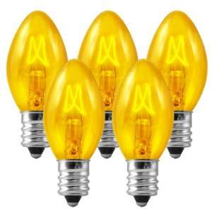 25 Bulbs C7   Yellow Transparent   Triple Dipped   5 Watt   Candelabra 