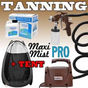 Maxi Mist PRO Sunless Spray Tanning KIT BLK TENT Machine Airbrush Tan 