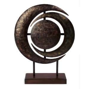   Celestial Moon and Sun Statue with Wooden Base
