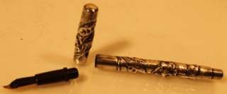 1890s WATERMAN 404 Eyedropper Fountain Pen REPOUSSE Sterling Silver 