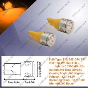  LED Bulbs (120 degree view / Top 1W / Side 3x 0.5W)   Pair (T10 