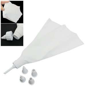  White 5 Nozzles Cake Pastry Decorating Icing Piping Bag 
