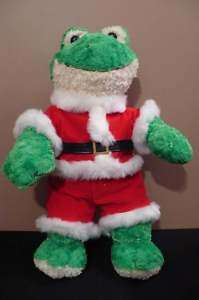 Plush BUILD A BEAR Green 18 FROG W/Santa Outfit  