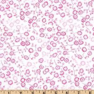  45 Wide Pink Ribbons of Hope Vines White/Pink Fabric By 