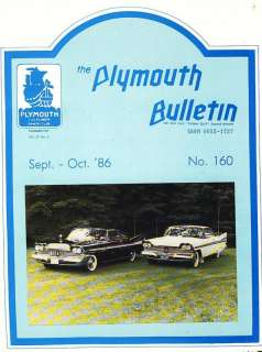 Plymouth Bulletin, #160, 59 Sports Fury, Sep Oct 1986  