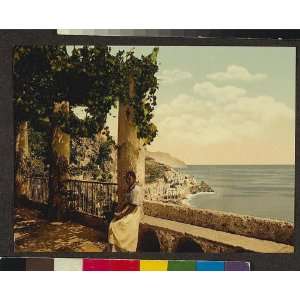 Vintage Travel Poster   Amalfi from the Capuccini Naples Italy 24 X 19 