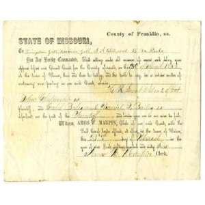    1866 Missouri Franklin County Witness Subpoena 