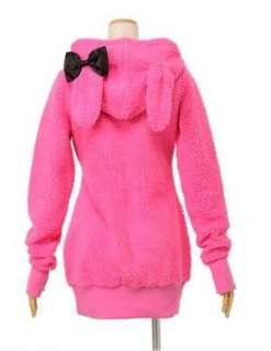Womens Cute Bunny Ears Warm Sherpa Hoodie Jacket Coat tops Outerwear 