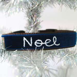  Noel Hand Embroidered Velvet Personalized Dog Collar Pet 