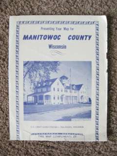 Vtg Manitowoc County WI Business Directory Map RR Roads  