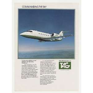  1982 TAG Aeronautics Canadair Challenger Aircraft Print Ad 