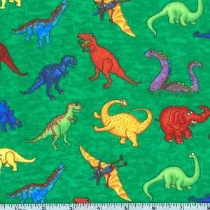  45 Wide Moda Dinosaur Uproar Flannel Green Fabric By The 