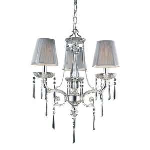   Polished Silver Crystal Mini Chandelier with Silk String Shades 2395/3