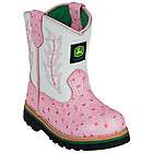 JD1171 John Deere Johnny Poppers Infant Boots White & Pink 