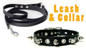   COLLAR and LEASH Set 4 foot lead Spiked/Studded/Spikes/Studs  