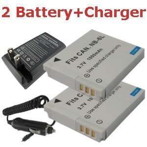  Canon NB 6L Li Ion 2 Battery+Charger for Canon PowerShot S90 
