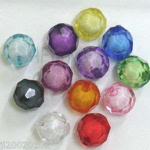 30 Acrylic transp. 20mm faceted round bead c310 U PICK  