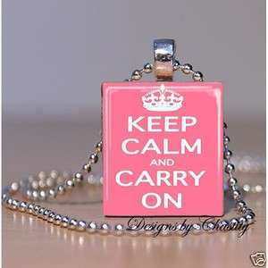 Keep Calm and Carry On Pretty Pink Princess Scrabble Charm Pendant 