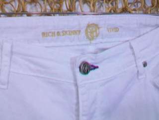 RICH & SKINNY Womens White VIVID Exposed Ankle Zipper Skinny Leg Capri 