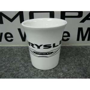 NEW CHRYSLER COFFEE CUP MUG CHRYSLER WING LOGO CERAMIC WHITE & BLACK 