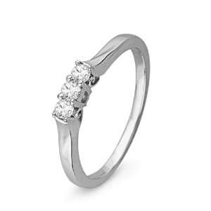  Sterling Silver Round Diamond Three Stone Promise Ring (1 