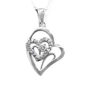  Round Cubic Zirconia Heart Pendant, Manufactured with Solid Sterling 