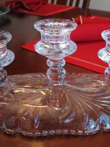 VINTAGE CAMBRIDGE GLASS CAPRICE OVAL 3 CANDLE HOLDER  